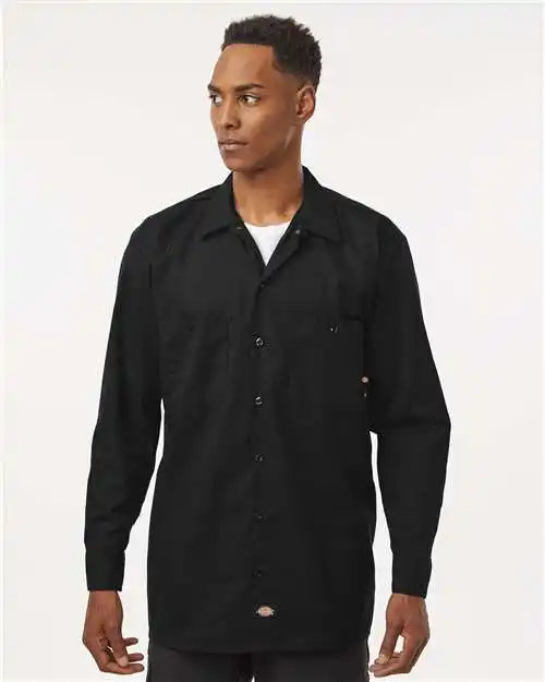 Dickies L535t Industrial Long Sleeve Work Shirt - Tall Sizes - Black