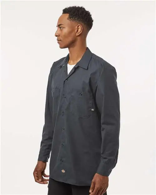 Dickies L535t Industrial Long Sleeve Work Shirt - Tall Sizes - Dark Charcoal