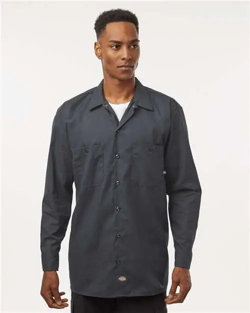 Dickies L535t Industrial Long Sleeve Work Shirt - Tall Sizes - Dark Charcoal