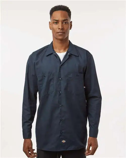 Dickies L535t Industrial Long Sleeve Work Shirt - Tall Sizes - Dark Navy