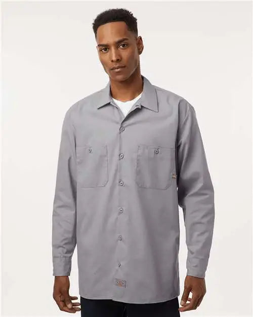 Dickies L535t Industrial Long Sleeve Work Shirt - Tall Sizes - Graphite Grey