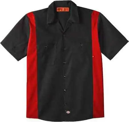 Dickies Ls524 Industrial Colorblocked Short Sleeve Shirt - Black English Red