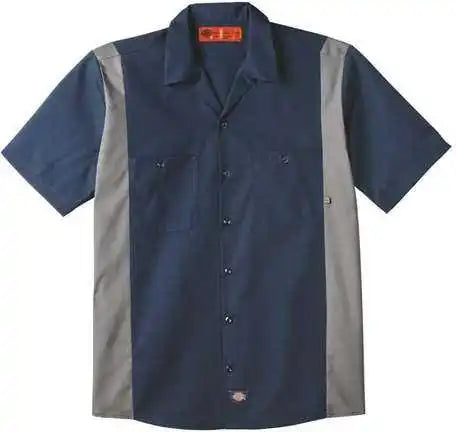 Dickies Ls524 Industrial Colorblocked Short Sleeve Shirt - Dark Navy Smoke