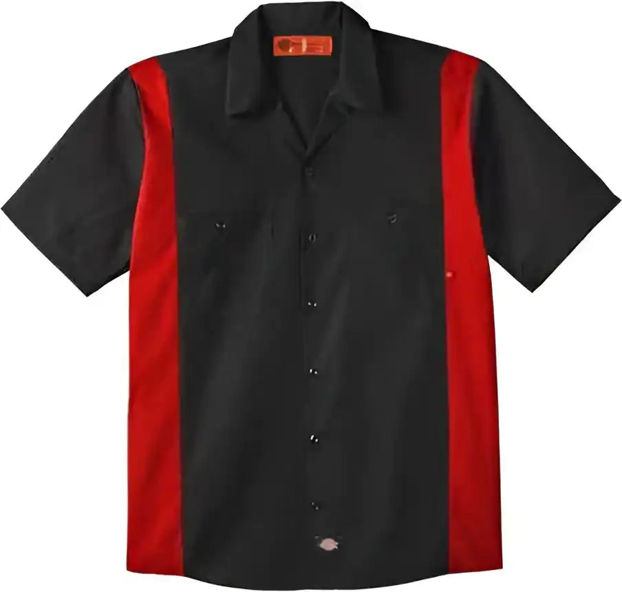Dickies Ls524l Industrial Colorblocked Short Sleeve Shirt Long Sizes Black English Red
