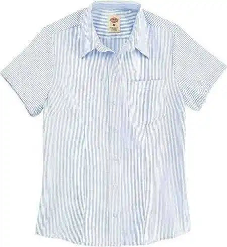 Dickies S254 Women’s Short Sleeve Stretch Oxford Shirt Blue White Stripe