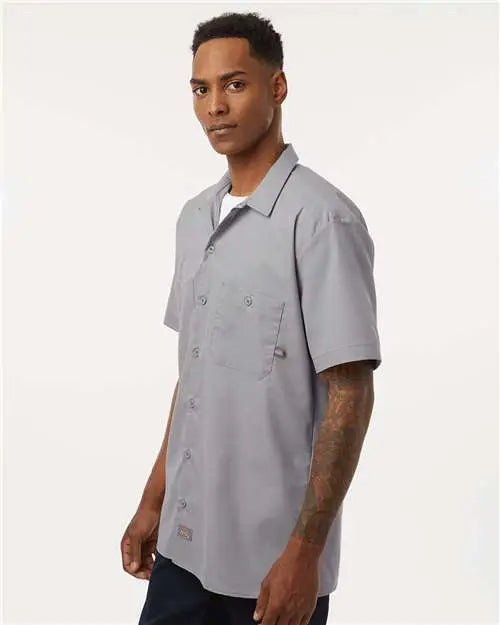 Dickies S535t Industrial Short Sleeve Work Shirt - Tall Sizes - Graphite Grey