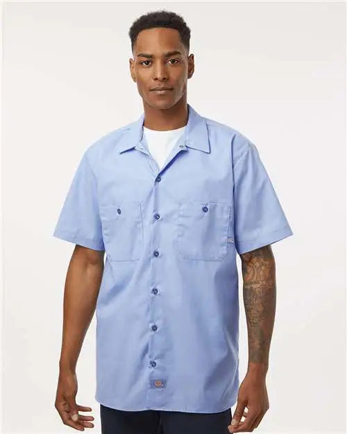 Dickies S535t Industrial Short Sleeve Work Shirt - Tall Sizes - Light Blue