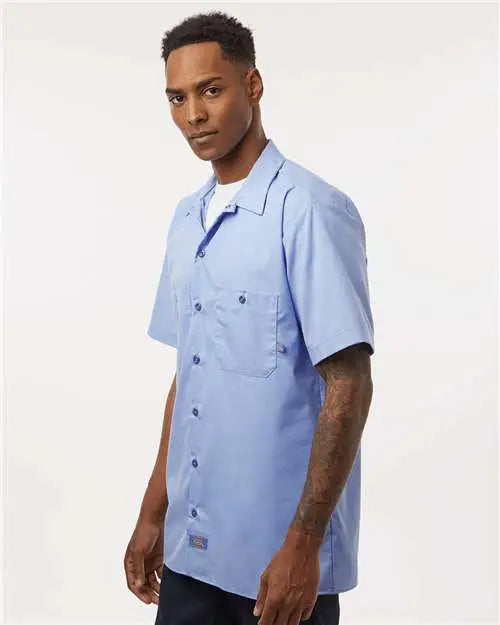 Dickies S535t Industrial Short Sleeve Work Shirt - Tall Sizes - Light Blue