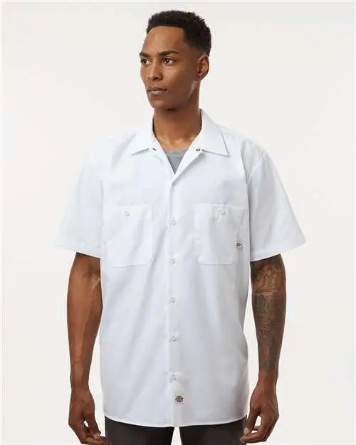 Dickies S535t Industrial Short Sleeve Work Shirt - Tall Sizes - White