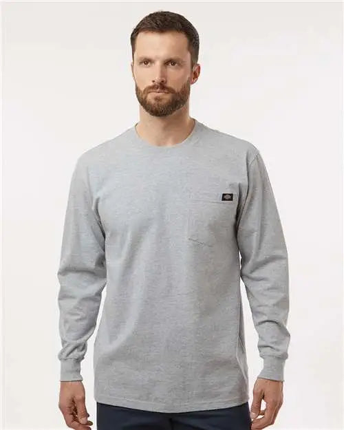 Dickies Wl50 Traditional Heavyweight Long Sleeve T-shirt - Heather Grey