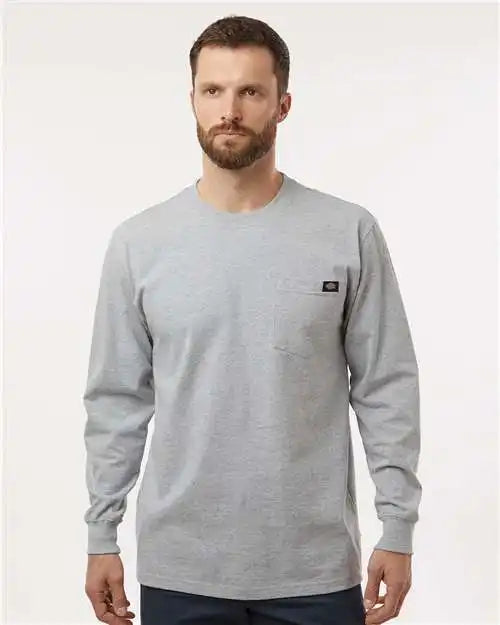 Dickies Wl50t Traditional Heavyweight Long Sleeve T-shirt - Tall Sizes - Heather Grey