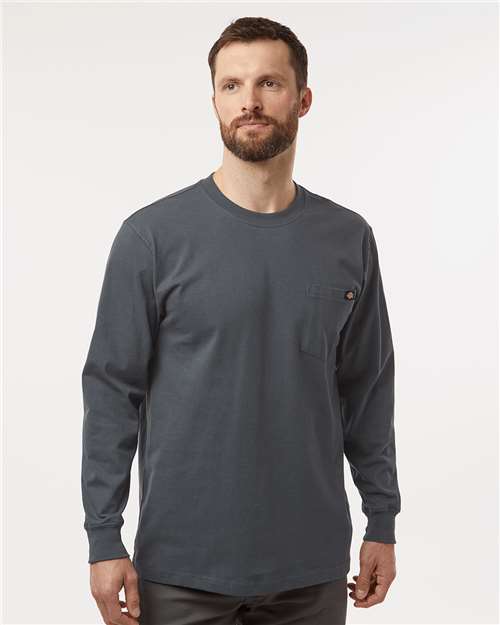 Dickies Wl50t Traditional Heavyweight Long Sleeve T-shirt - Tall Sizes - Charcoal