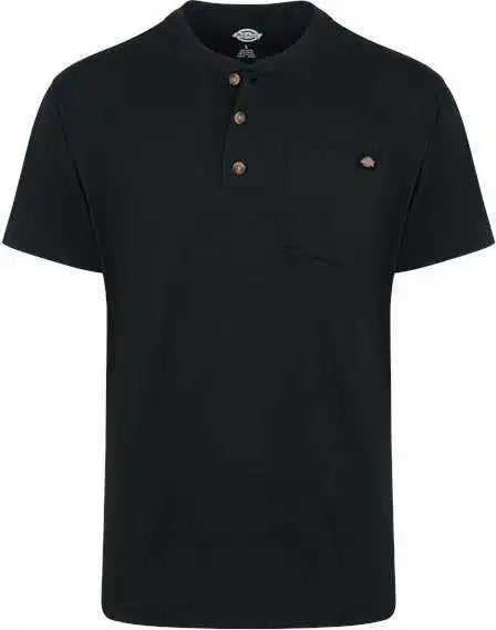 Dickies Ws51ln Heavyweight Traditional Short Sleeve Henley - Long Sizes - Black