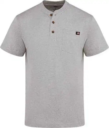 Dickies Ws51ln Heavyweight Traditional Short Sleeve Henley - Long Sizes - Heather Gray