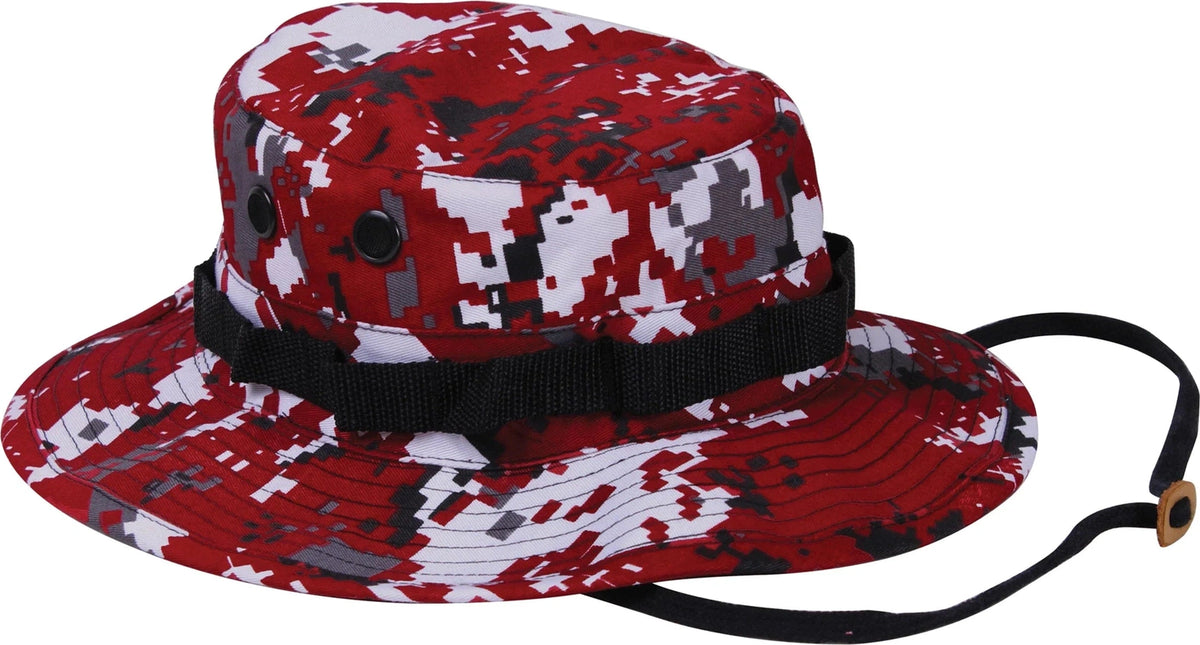 Digital Camo Boonie Hat - Red / Default
