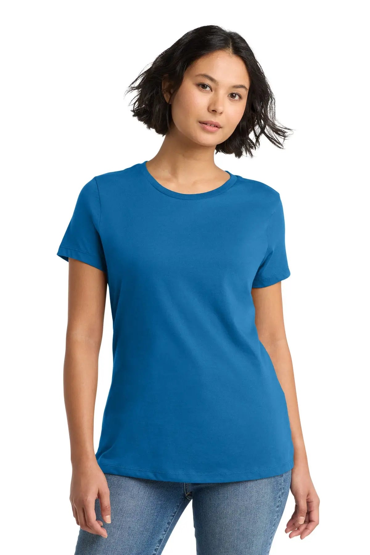 District Dm104l Women’s Perfect Weight Tee - Bright Blue - Ladies Xs