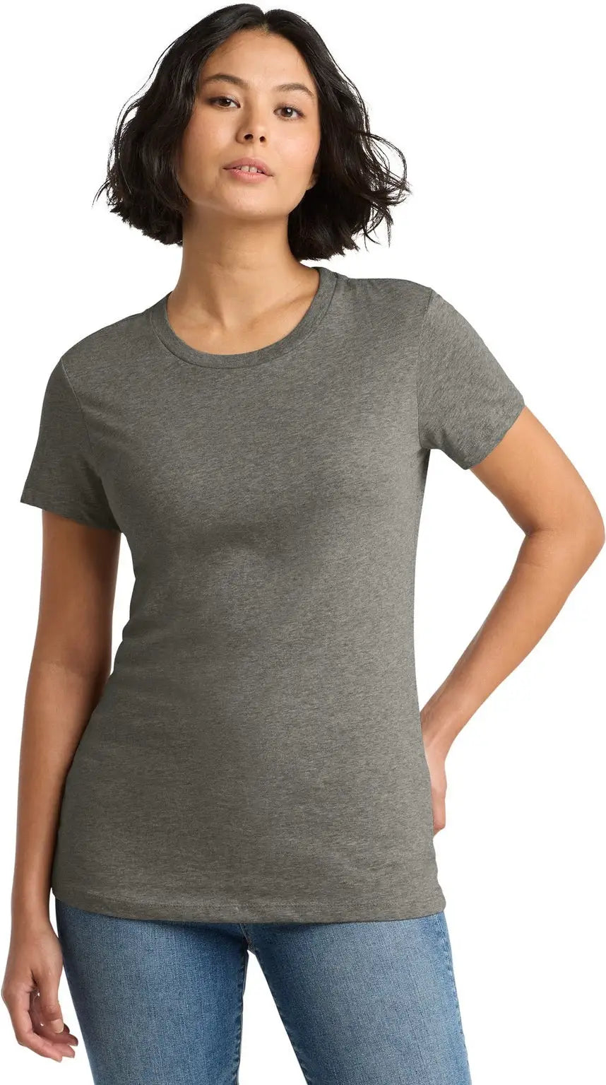 District Dm104l Women’s Perfect Weight Tee - Heathered Charcoal - Ladies Xs