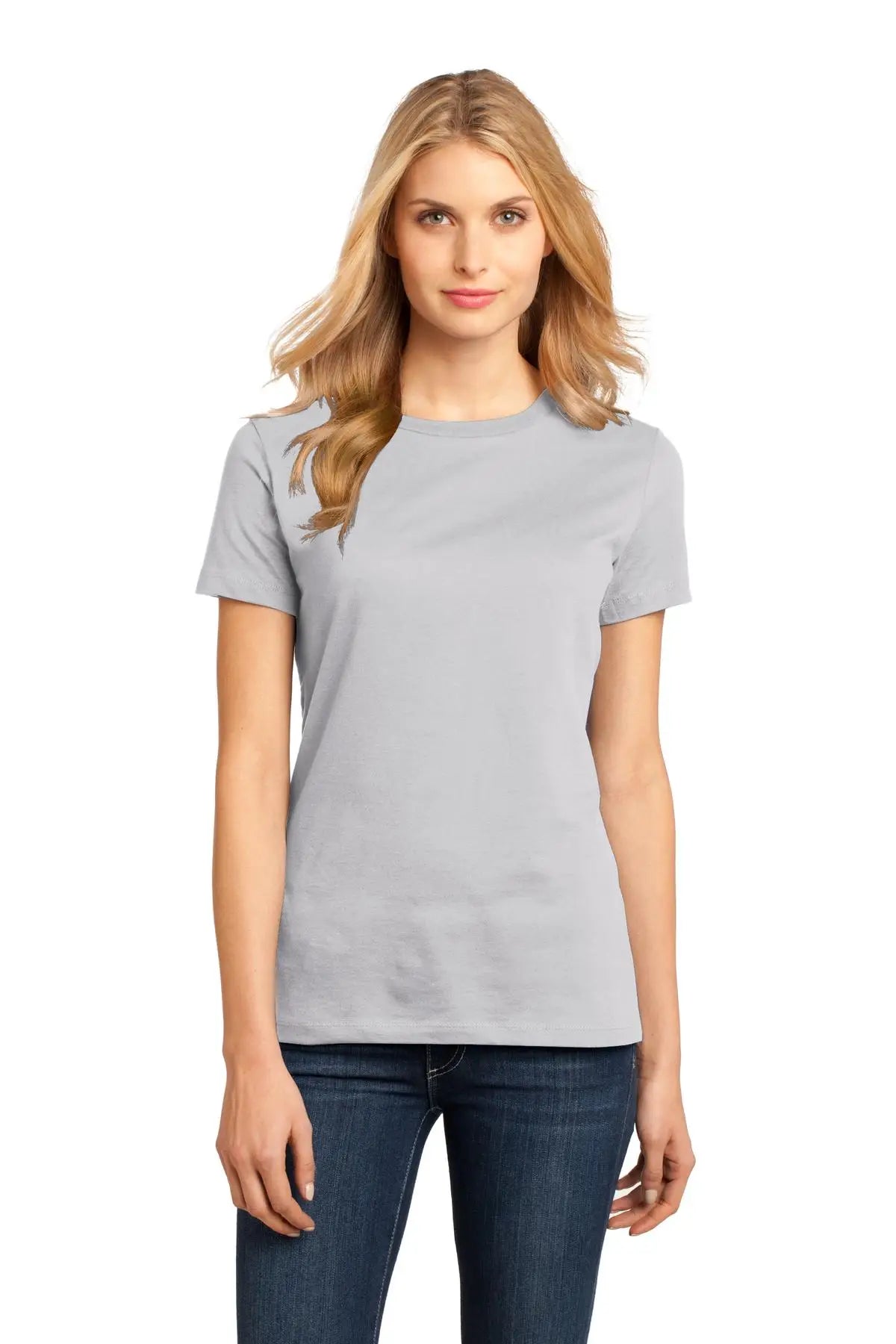 District Dm104l Women’s Perfect Weight Tee - Silver - Ladies Xs