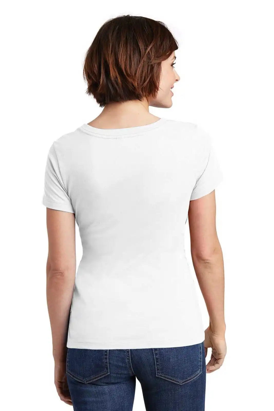 District Dm106l Women’s Perfect Weight Scoop Tee - Bright White