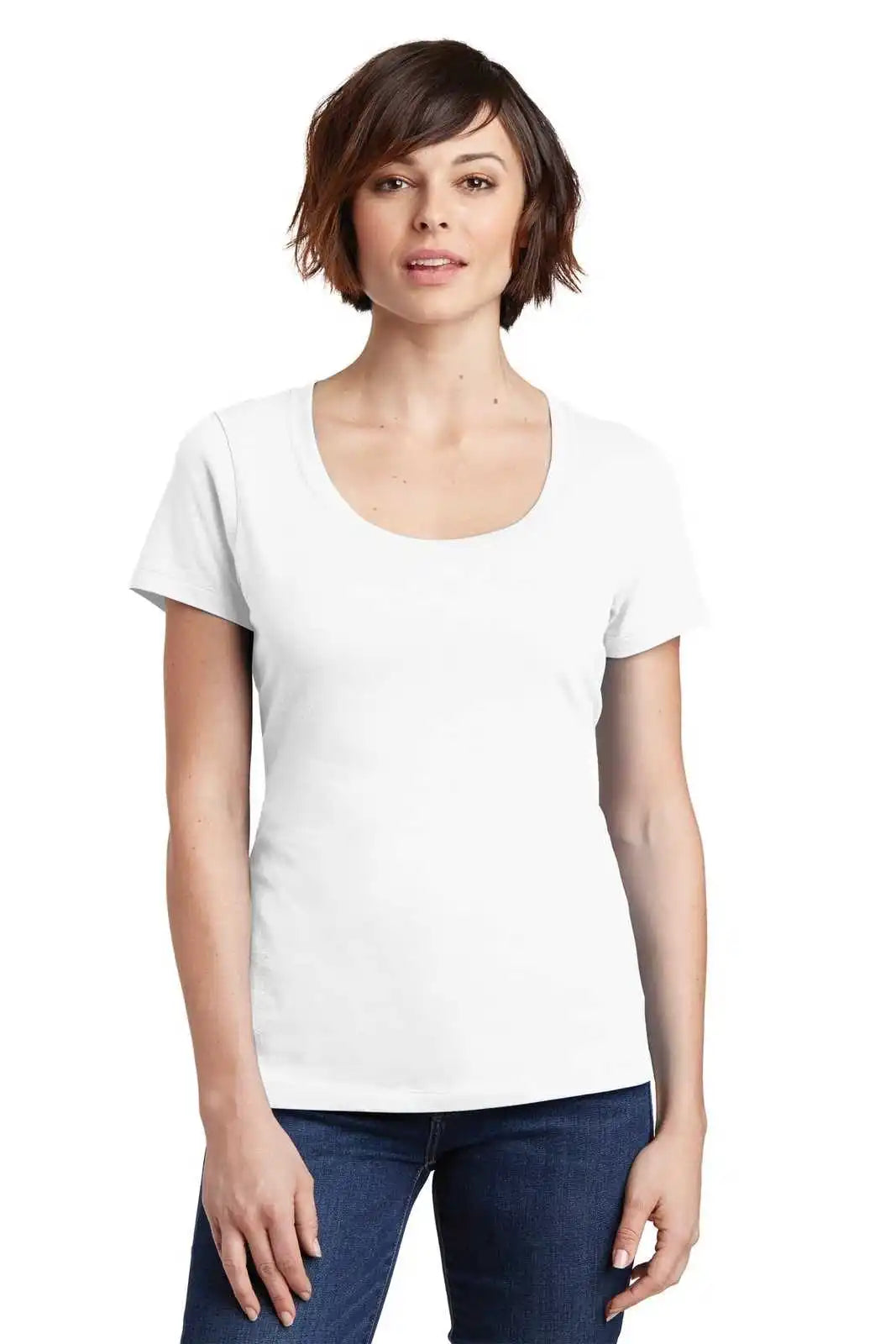 District Dm106l Women’s Perfect Weight Scoop Tee - Bright White