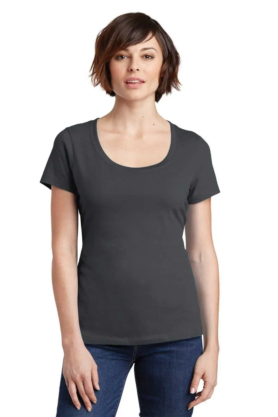 District Dm106l Women’s Perfect Weight Scoop Tee - Charcoal