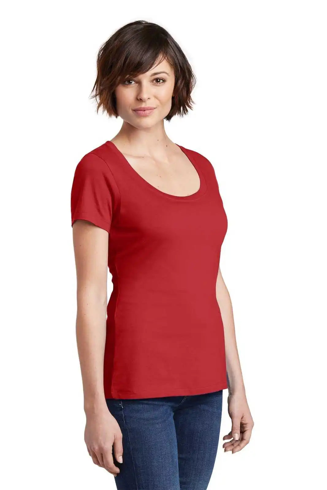 District Dm106l Women’s Perfect Weight Scoop Tee - Classic Red