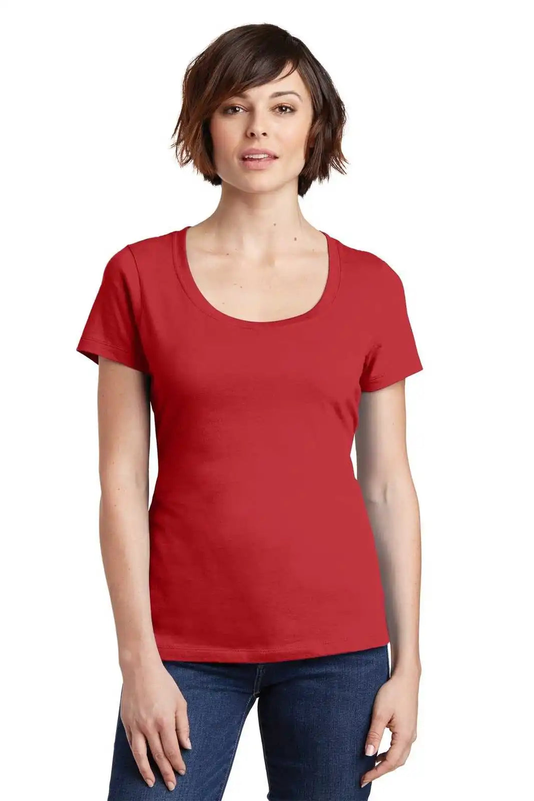 District Dm106l Women’s Perfect Weight Scoop Tee - Classic Red