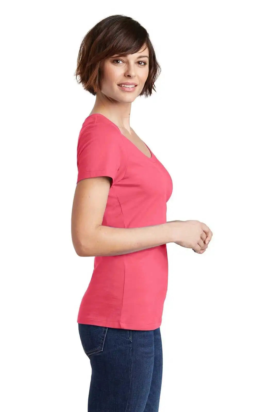 District Dm106l Women’s Perfect Weight Scoop Tee - Coral