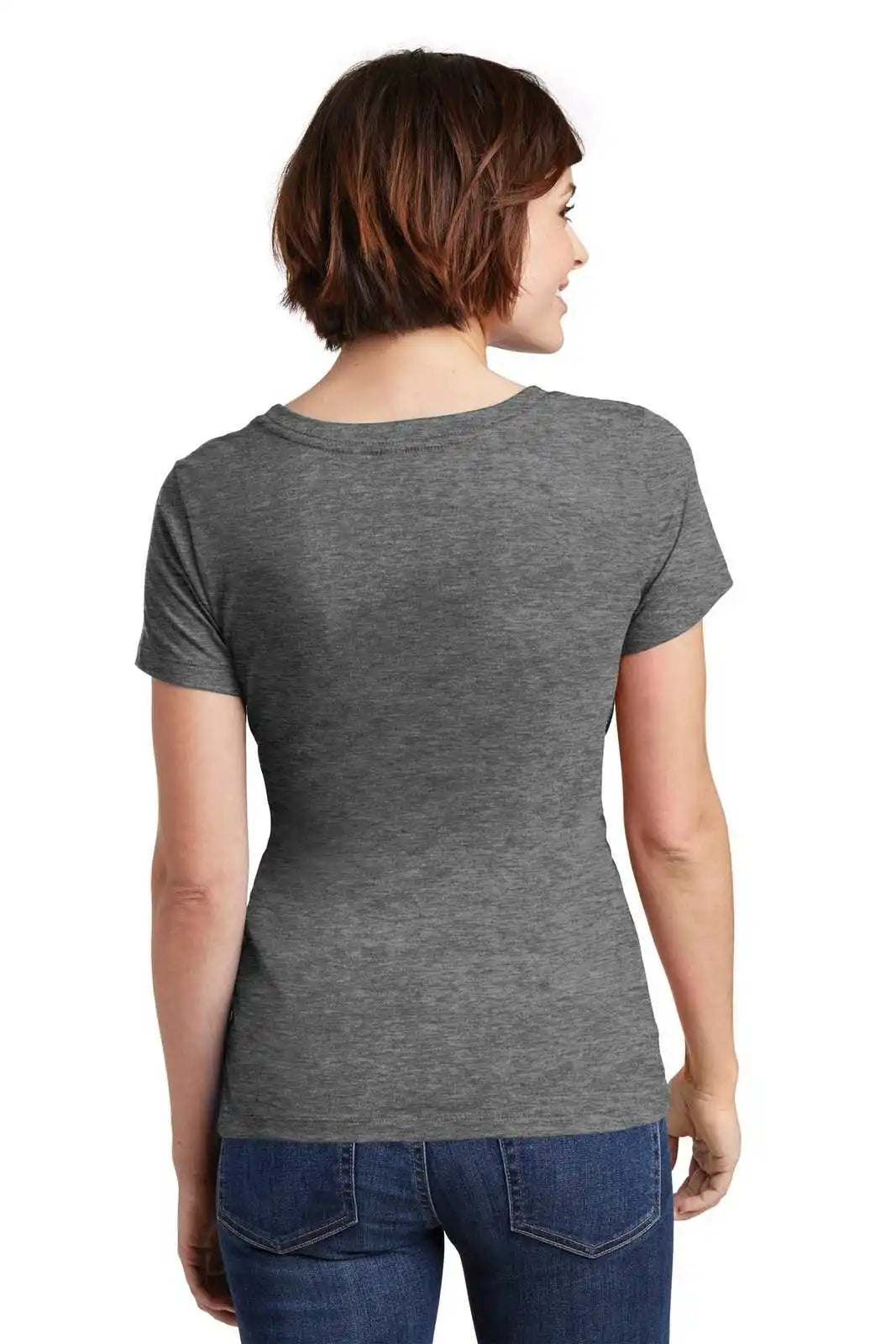 District Dm106l Women’s Perfect Weight Scoop Tee - Heathered Nickel