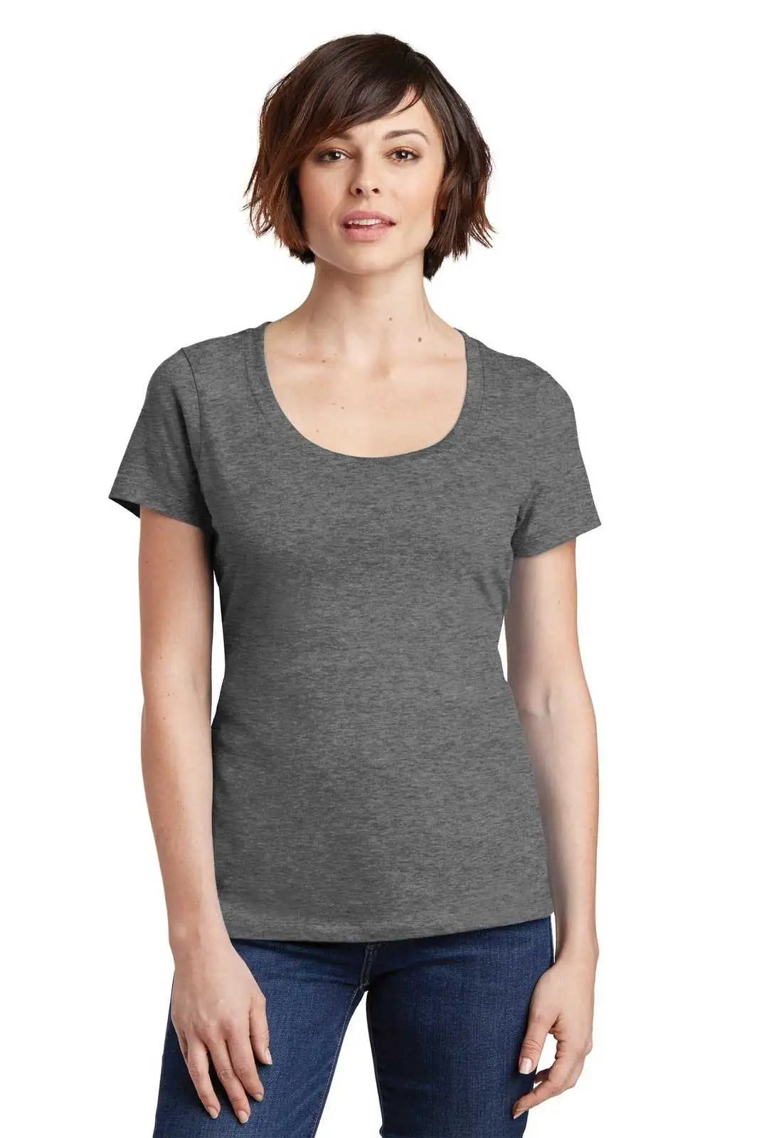 District Dm106l Women’s Perfect Weight Scoop Tee - Heathered Nickel