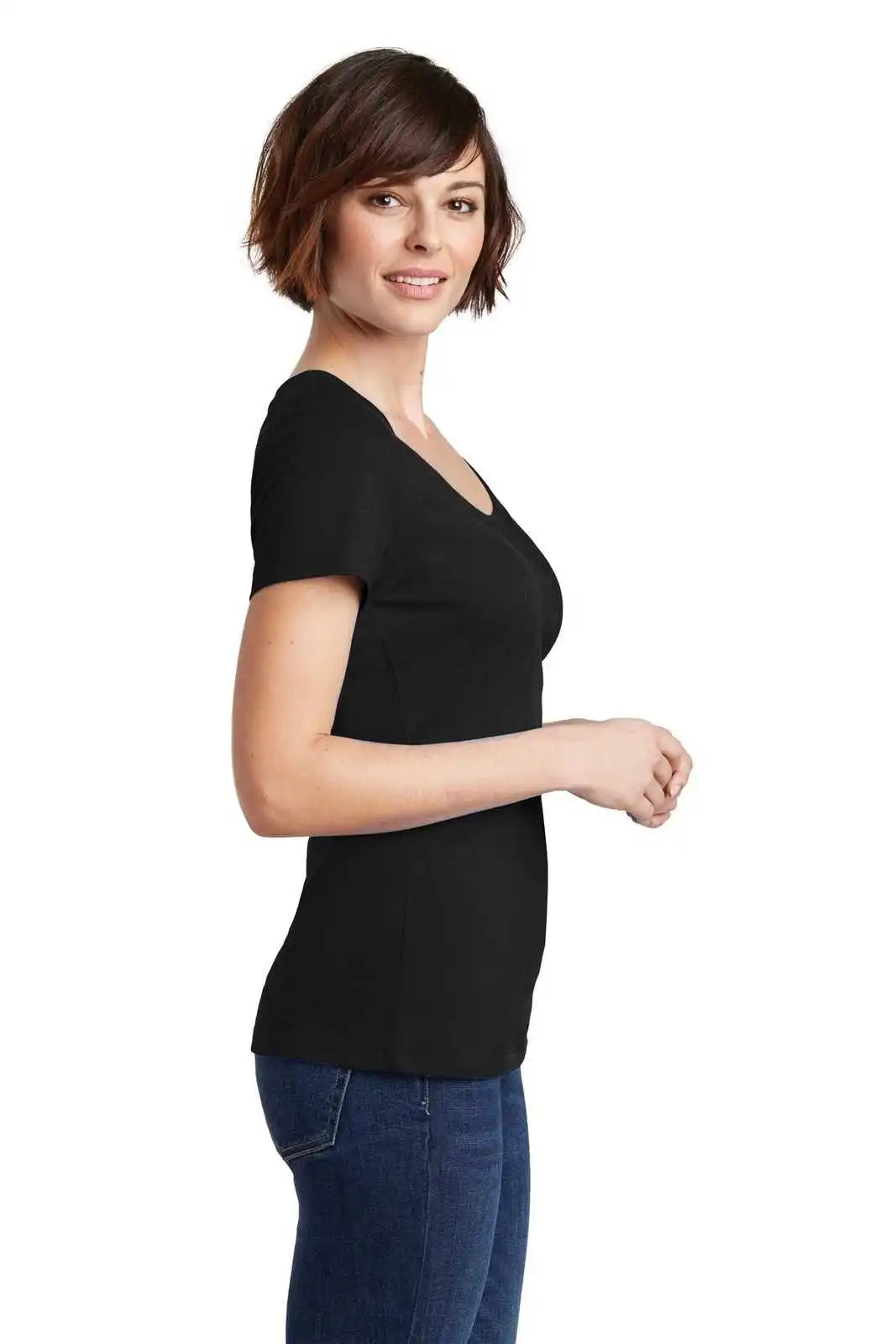 District Dm106l Women’s Perfect Weight Scoop Tee - Jet Black
