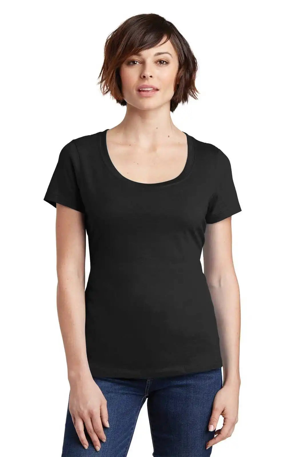 District Dm106l Women’s Perfect Weight Scoop Tee - Jet Black