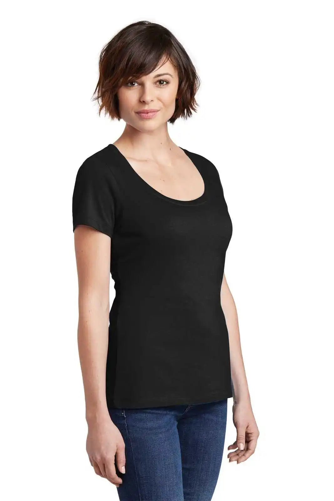 District Dm106l Women’s Perfect Weight Scoop Tee - Jet Black