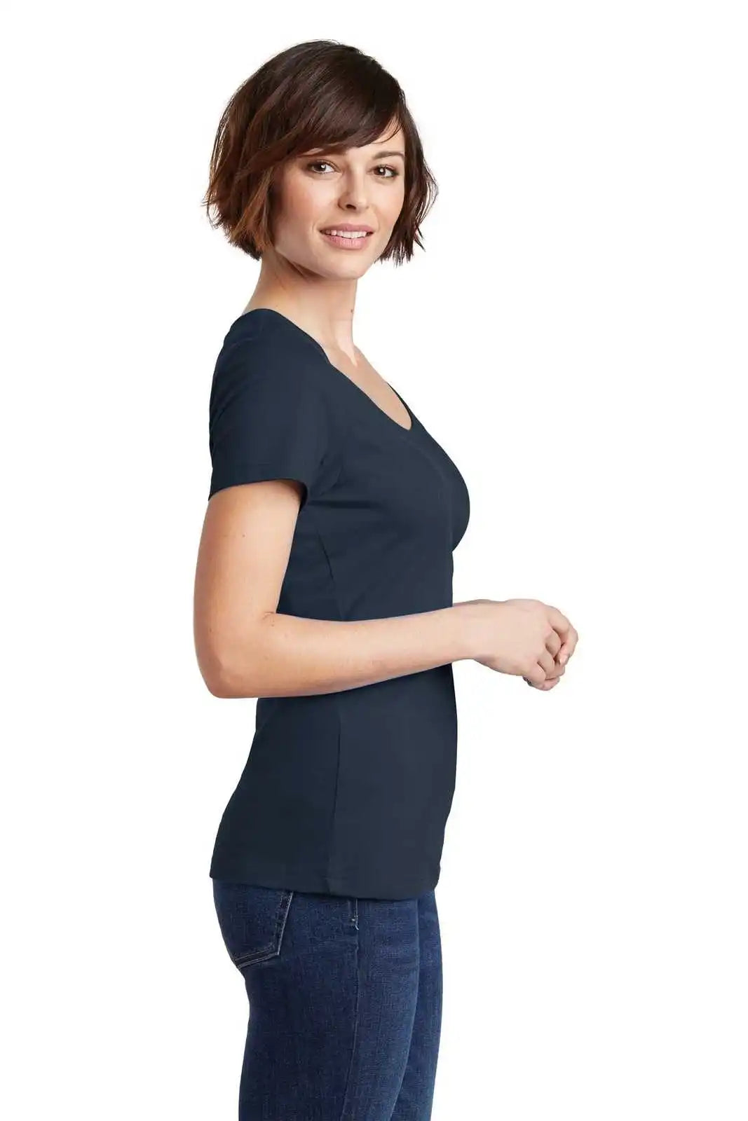 District Dm106l Women’s Perfect Weight Scoop Tee - New Navy