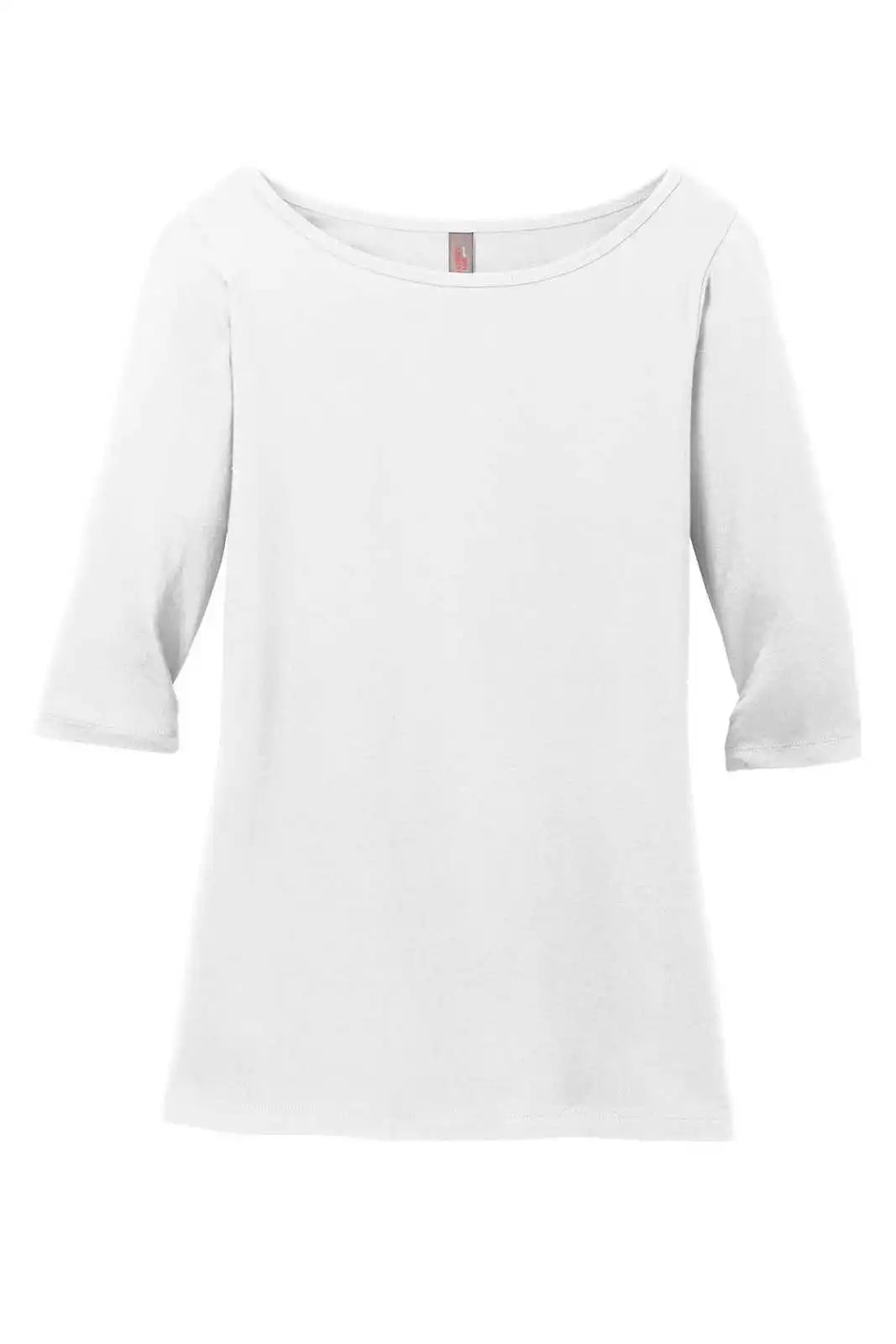 District Dm107l Women’s Perfect Weight 3/4-sleeve Tee - Bright White
