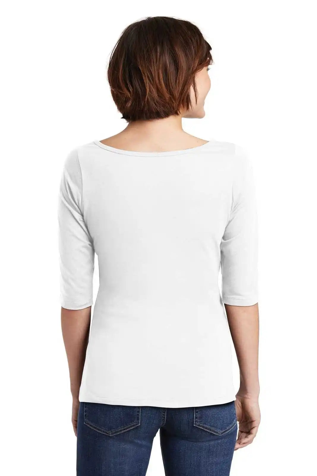 District Dm107l Women’s Perfect Weight 3/4-sleeve Tee - Bright White