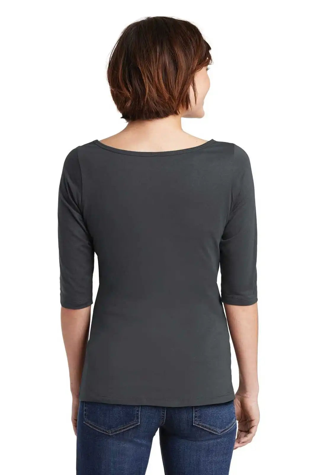 District Dm107l Women’s Perfect Weight 3/4-sleeve Tee - Charcoal