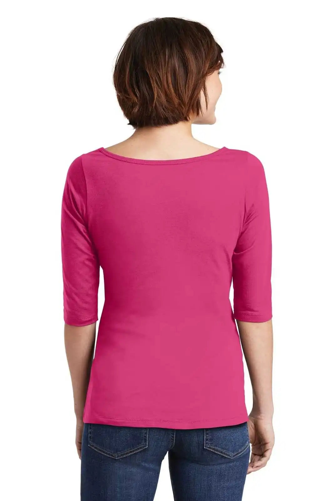 District Dm107l Women’s Perfect Weight 3/4-sleeve Tee - Dark Fuchsia