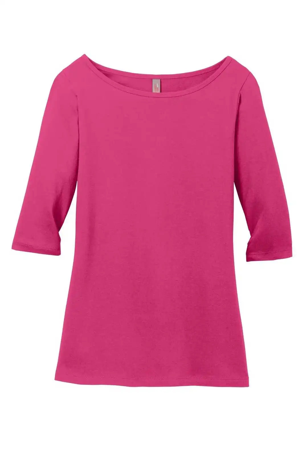 District Dm107l Women’s Perfect Weight 3/4-sleeve Tee - Dark Fuchsia