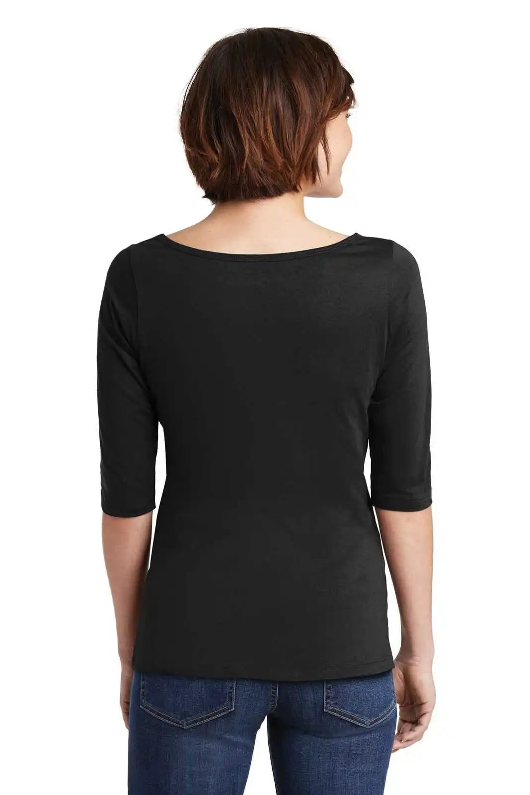 District Dm107l Women’s Perfect Weight 3/4-sleeve Tee - Jet Black