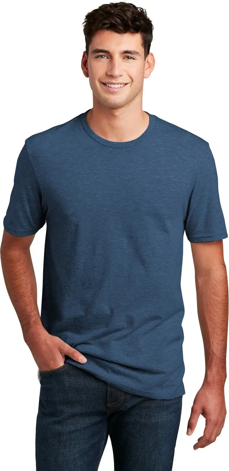 District Dm108 Perfect Blend Cvc Tee - Deep Royal Fleck - Adult Xs