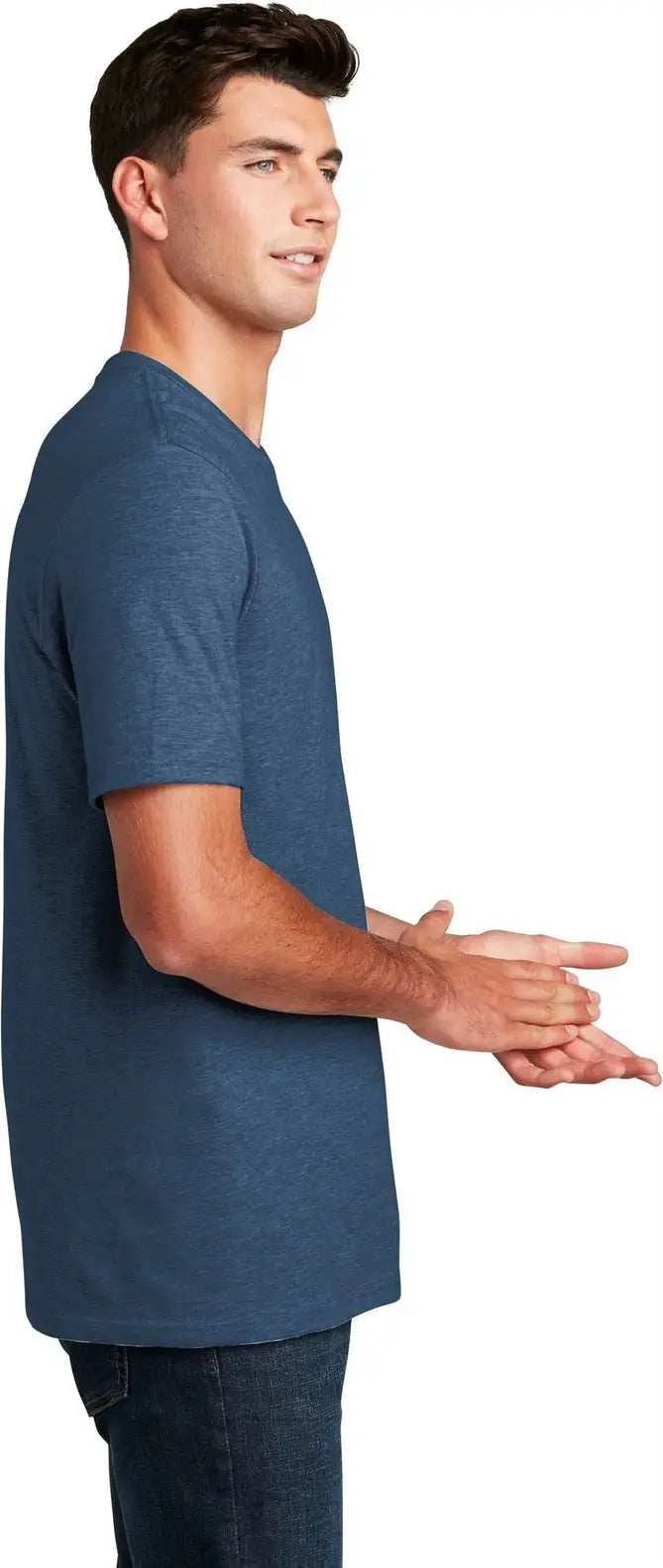 District Dm108 Perfect Blend Cvc Tee - Deep Royal Fleck