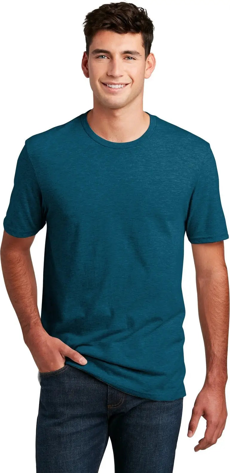 District Dm108 Perfect Blend Cvc Tee - Deep Turquoise Fleck - Adult Xs