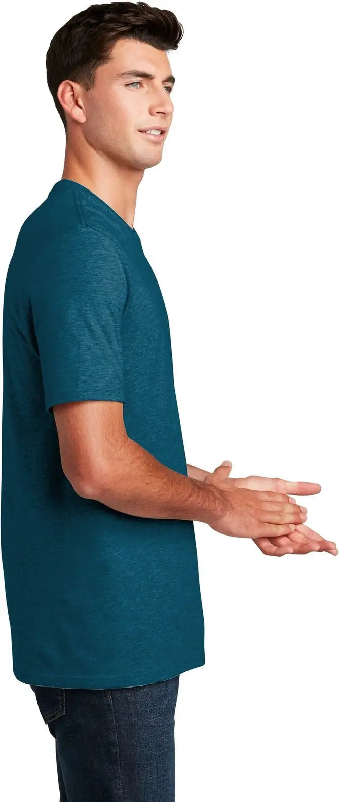 District Dm108 Perfect Blend Cvc Tee - Deep Turquoise Fleck