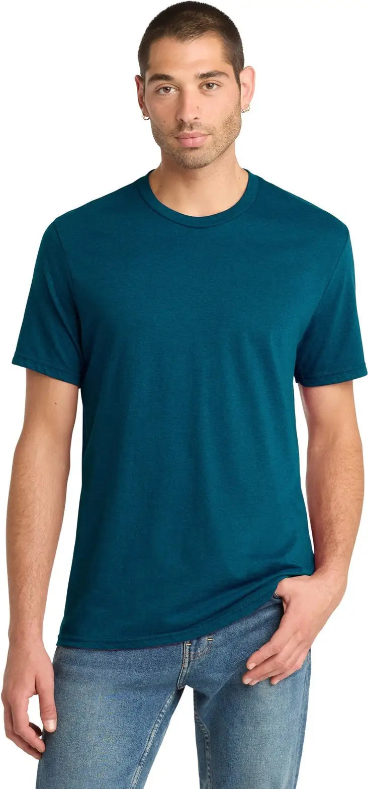 District Dm108 Perfect Blend Cvc Tee - Deep Turquoise Fleck
