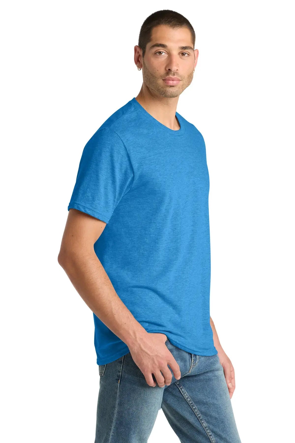 District Dm108 Perfect Blend Cvc Tee - Heathered Bright Turquoise