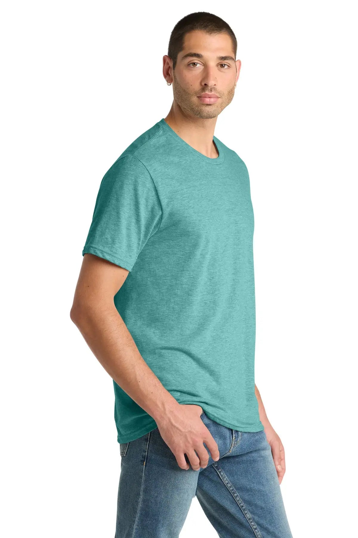 District Dm108 Perfect Blend Cvc Tee - Heathered Eucalyptus Blue