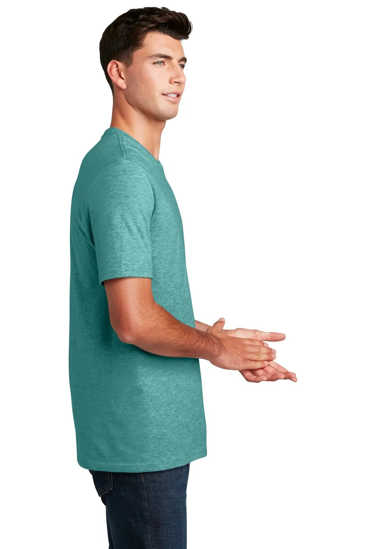 District Dm108 Perfect Blend Cvc Tee - Heathered Eucalyptus Blue