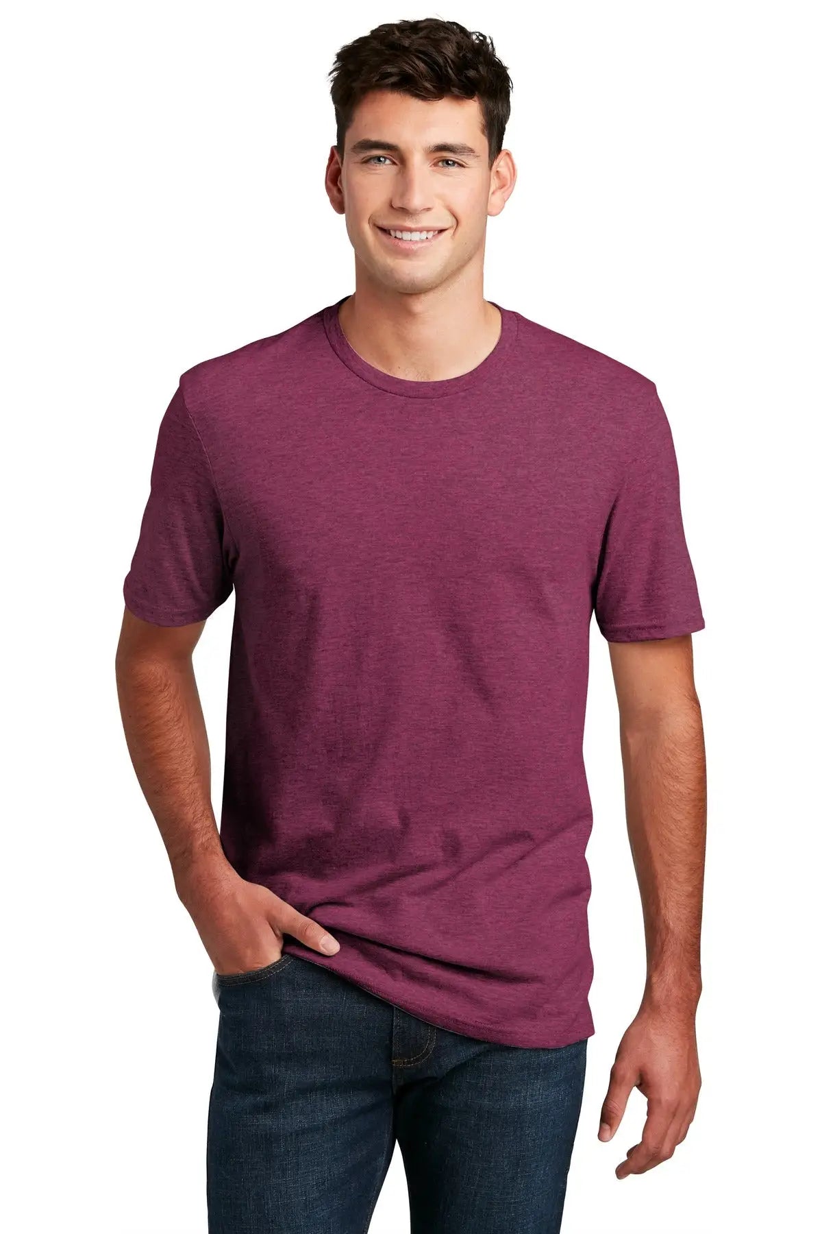 District Dm108 Perfect Blend Cvc Tee - Raspberry Fleck - Adult Xs