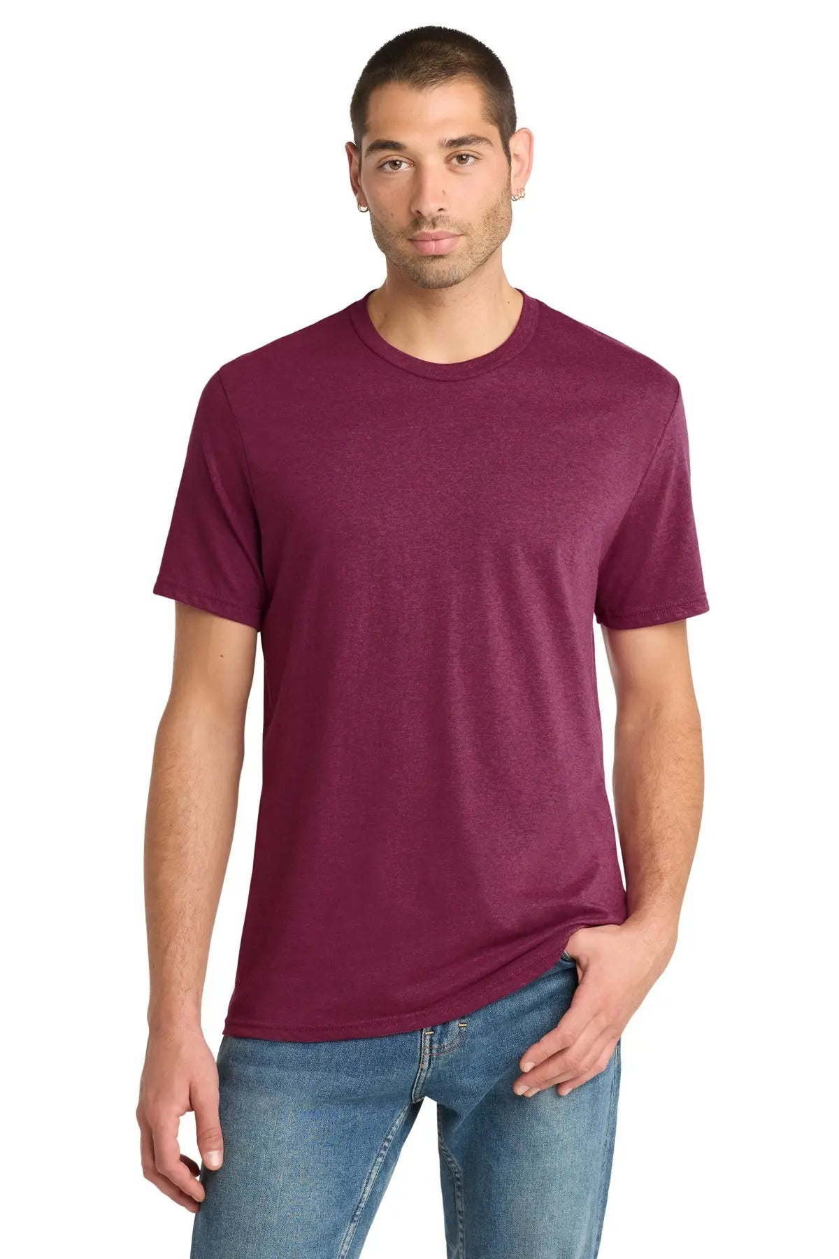 District Dm108 Perfect Blend Cvc Tee - Raspberry Fleck